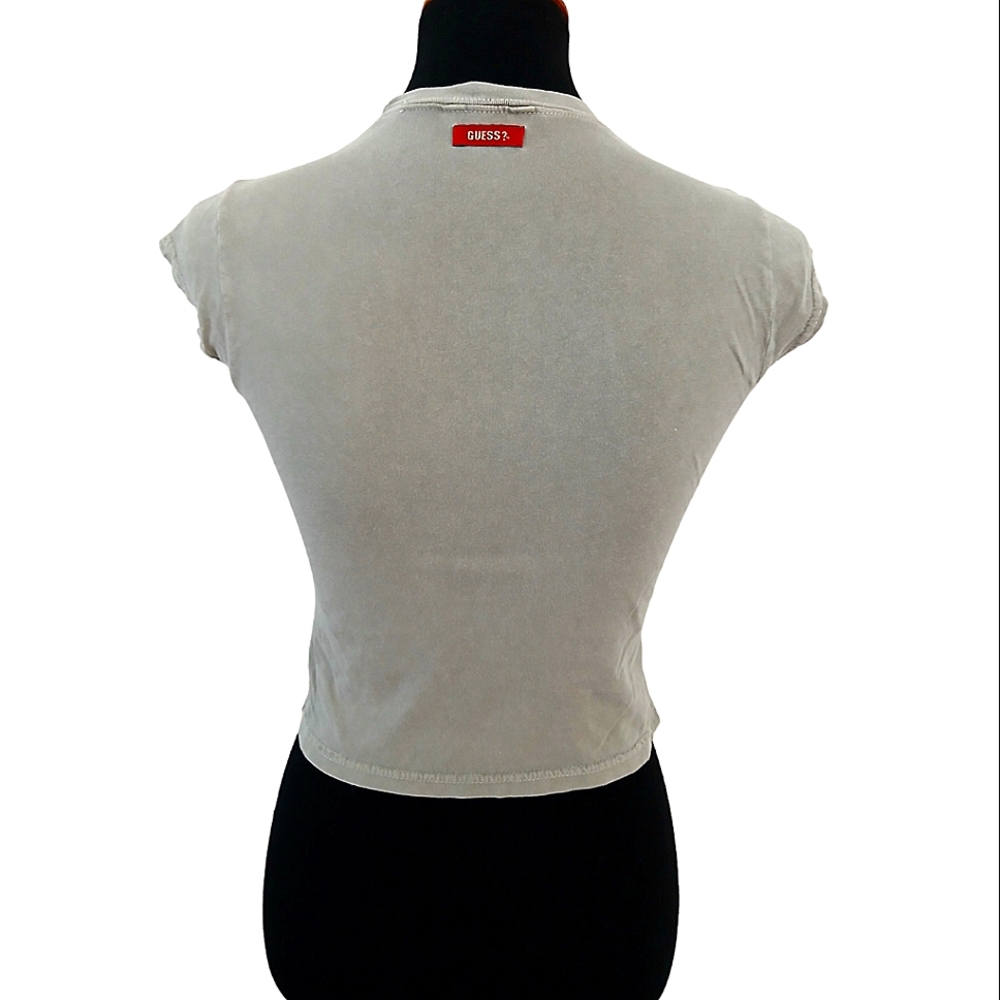 Vintage Guess Shrunken Pocket Tee Women's T-shirt Size Small Faded Olive Green - Picture 4 of 10